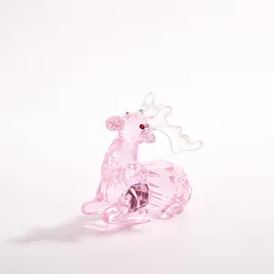 Hot Sale High Quality creative k9 Crystal Glass Collectible Cute deer Animal Figurine Ornament Statue home decoration
