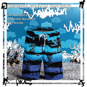 Shorts Hawaïens Personnalisés Sublimés à Taille Élastique pour l'Été, les Vacances, les Loisirs, la Plage, Séchage Rapide, Décontractés, Tricotés avec Cordon de Serrage – Vente en Gros - Product Image 3