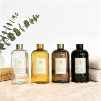 Bouteille de diffuseur de parfum de roseau en plastique de luxe 500ml ronde vide or clair noir aromathérapie bouteille de diffuseur de parfum de roseau
