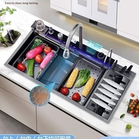 Évier de cuisine simple en acier inoxydable 304, design américain, épaisseur 4 mm, bac intégré monobloc extensible, capacité de 1 m³ pour la vaisselle