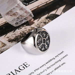 Korean Style <b>Titanium</b> Steel <b>Ring</b> Cross Pattern Men's Party Jewelry SA819 - Product Image 1