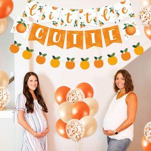 Décorations de fête prénatale Little Cutie, kit de fournitures pour fête d'anniversaire <span class=keywords><strong>orange</strong></span>, ballons confettis, fête prénatale <span class=keywords><strong>mandarine</strong></span>, fête clementine - Product Image 4