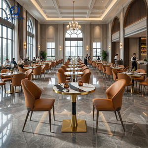 Mesa de comedor de <span class=keywords><strong>restaurante</strong></span> de lujo QIANCHENG, fabricación moderna redonda, juego de comedor interior blanco chapado en oro, muebles de <span class=keywords><strong>Restaurante</strong></span> - Product Image 3