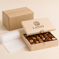 Boîte à chocolat de luxe en bois de pin à 36 compartiments, avec jointure naturelle et fermoir métallique, pour confiseries