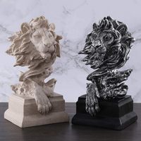 Décoration d'intérieur moderne, statue de lion dorée, artisanat en bronze avec modèle d'art peint, cadeau d'affaires sur le thème du bouddhisme