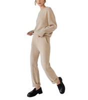 Ensemble pull-over pantalon en cachemire d'hiver pour femmes, respirant, à col ras du cou, vêtements pour femmes, vente en gros sur mesure