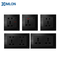 Prise murale XIMLON en aluminium noir, norme britannique 13A, type 86, avec charge rapide USB Type-C, 250V max, interrupteur UK, 500 000 cycles