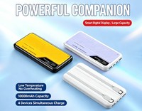 Batterie externe mobile 10000 mAh avec double câble intégré, alimentation instantanée, homologuée pour le transport aérien, marque personnalisée, vente en gros