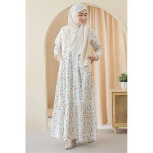 floral print cotton fabric long and modest dress malaysia ethnic patterned long skirt