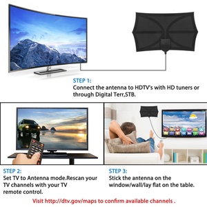 <span class=keywords><strong>Antena</strong></span> <span class=keywords><strong>de</strong></span> <span class=keywords><strong>TV</strong></span> Digital HD 4K 1080p ATSC para Interiores, DVB-T2, con Ganancia <span class=keywords><strong>de</strong></span> 35dbi, <span class=keywords><strong>Cable</strong></span> Coaxial <span class=keywords><strong>de</strong></span> 3.5m, Fabricada en China, 75 Ohmios - Product Image 4