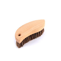 Manche en bois en forme de S brosse en cuir à poils de cheval haute densité brosse de nettoyage intérieur de voiture brosse pour les soins