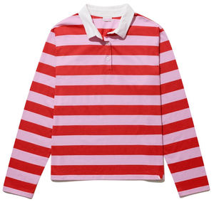 <span class=keywords><strong>Polo</strong></span> clásico de algodón suave bordado con logotipo personalizado, camiseta de rugby de manga larga a <span class=keywords><strong>rayas</strong></span> azules <span class=keywords><strong>y</strong></span> blancas para <span class=keywords><strong>mujer</strong></span> - Product Image 6