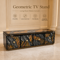 Meuble TV moderne de luxe en bois, console multimédia noire à motif géométrique pour salon, mobilier de maison