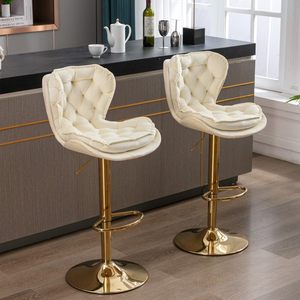 <span class=keywords><strong>Sillas</strong></span> de <span class=keywords><strong>Bar</strong></span> Modernas de Lujo en Terciopelo con Reposapiés Cromado, Patas Doradas Giratorias y Ajustables en Altura para Comedor y <span class=keywords><strong>Bar</strong></span> BC-006 - Product Image 4