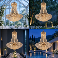Lustre de mariage LED extra large en acrylique doré et argenté D100*H120cm, haute luminosité, pour la décoration de grande salle de banquet de mariage