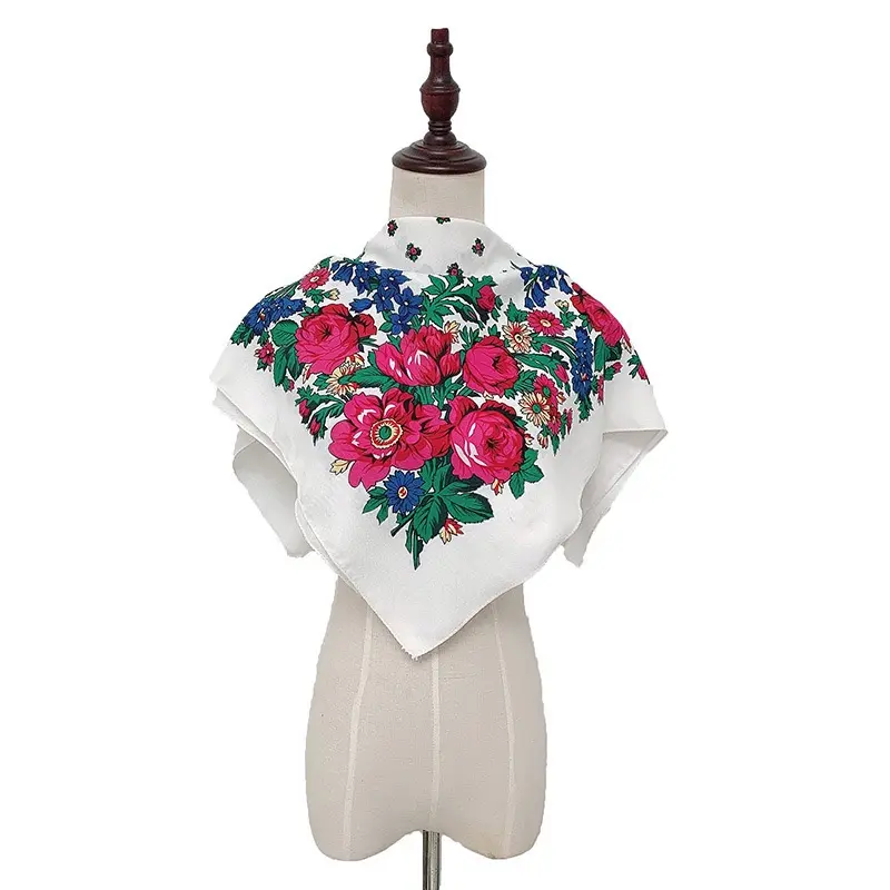 Écharpe personnalisée en soie, châle slavique, écharpe pikachée, tissu coréen, Floral russe, prix pour fabrication