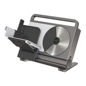 Durable and double safety protection folding electric meat slicer with child lock switch and stainless steel blade