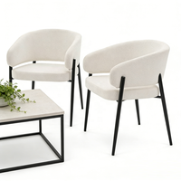 Fauteuil ergonomique moderne à dossier incurvé, revêtu de tissu bouclé, avec pieds en métal noir