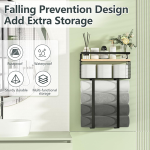 CF <span class=keywords><strong>madera</strong></span> Acero inoxidable cocina <span class=keywords><strong>baño</strong></span> accesorios almacenamiento papel toallero estante toallero barras montado en la pared <span class=keywords><strong>para</strong></span> el <span class=keywords><strong>baño</strong></span> - Product Image 3