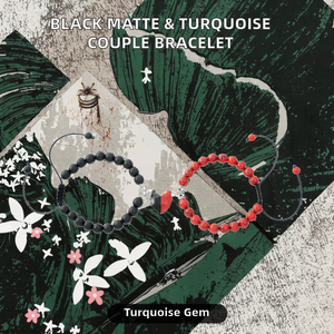 Pulsera de Piedras Naturales Negras Mate y Turquesa Blanca, Trenzada con Cuentas, para Parejas, Regalo de Moda, ST518 - Product Image 2