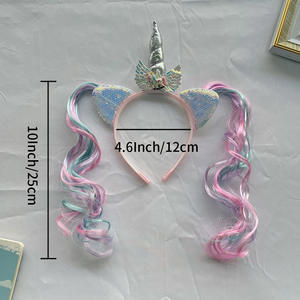 Nouveau pour <span class=keywords><strong>Amazon</strong></span> <span class=keywords><strong>licorne</strong></span> enfants perruque bandeau mignon dessin animé mon petit pour poney pince à cheveux accessoires de cheveux pour enfants - Product Image 1