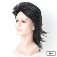 Perruque Mullet Homme Européen-Américain, Cheveux Courts Volumineux, Fibre Haute Température, Fabriquée à la Machine, Sans Lacet, Densité 180%, Pour Fête et Cosplay
