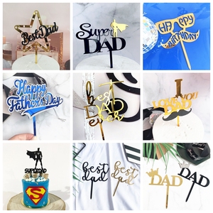 Super Dad Black Acrylic Mirror Cake Topper para <span class=keywords><strong>Feliz</strong></span> cumpleaños Dad Happy Father's Day DIY Postre Party Decoraciones PQA335 - Product Image 5
