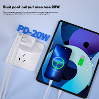 Adaptateur secteur charge rapide PD 20W Chargeur USB C durable bloc double port Type C Chargeur mural pour iPhone iPad Samsung