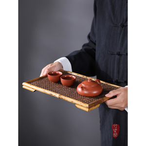 Bamboo Woven <b>Tea</b> <b>Tray</b> Handmade Checkered Pattern Dry Brewing Serving <b>Tray</b> Chinese Style Teapot Holder <b>Tea</b> Mat - Product Image 2