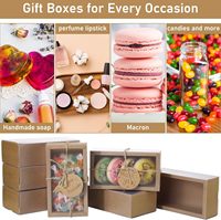 Paquete de Cajas de Regalo Kraft Hechas a Mano con Etiquetas en Blanco y Cuerda de Yute para Envolver Joyas, Dulces, Recuerdos de Fiesta, Color Kraft