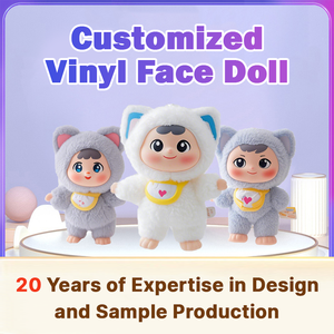 Custom Vinyl Face Plush Toy in Peach <strong>Costume</strong> Custom Vinyl Head Plush Mascot Doll OEM Anime Character Toy Custom Plush Vinyl Doll - Product Image 2