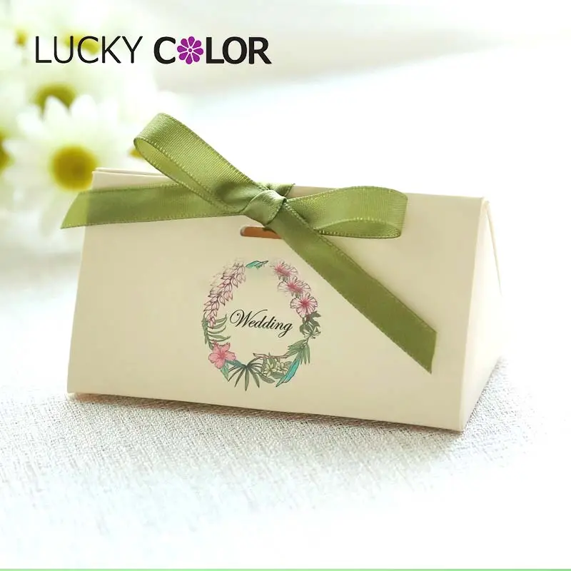 Mini Ribbon Wedding Decoration Favor Handmade Boxes Small Flower Chocolate Candy Paper Cake Gift Boxes For Guests