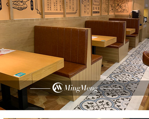 Commercial furniture manufacturer leather U-shaped <b>cheap</b> fast food restaurant <b>sofa</b> chair booth seating - Product Image 1
