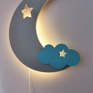 달 구름 남아 여아 방 장식 보육원 벽 조명 친환경 어린이 방 장식용 벽 램프 - Product Image 2