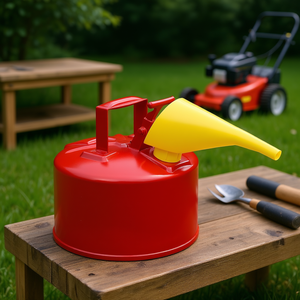 Bidón de gasolina de seguridad de 2,5 galones, tapa autocerrable de acero inoxidable roja para accesorios de piezas de cortacésped - Product Image 2