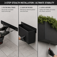 Jardinière murale en aluminium thermolaqué avec support mural, conception sans maille pour l'extérieur des bâtiments commerciaux