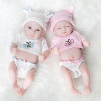 Zwillingsbrüder Reborn-Babypuppen 10 Zoll mit Offenen und Geschlossenen Augen Begleitpuppe für Kinder Rollenspiel Geschenk