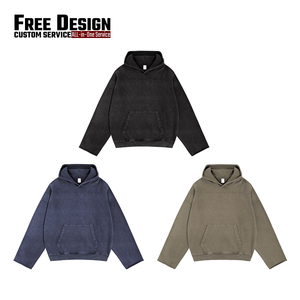 Sudadera con Capucha Extra Grande Personalizada de Fabricante, 100% Algodón, Bajo sin Rematar, Mangas con Efecto Lavado, Estilo Patchwork y Vintage para Invierno - Talla XL - Product Image 3