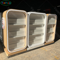 Comptoir de réparation de téléphones en bois massif de luxe et kiosque d'accessoires pour téléphones portables avec écran LED en verre trempé pour vitrine de centre commercial