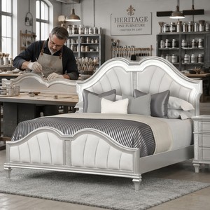 <span class=keywords><strong>Lit</strong></span> capitonné argenté directement de l'usine, tête de <span class=keywords><strong>lit</strong></span> capitonnée style Regency Queen avec dossier camelback et garniture en <span class=keywords><strong>strass</strong></span>, design moderne - Product Image 3