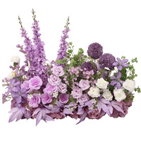 Guirlande de fleurs artificielles violettes, bleues, roses et blanches pour décoration de mariage, éventail de fleurs artificielles pour mariage