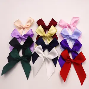 Custom Printed Gift Wrapping Ribbon With Logo Small Satin Bow With Self Adhesive