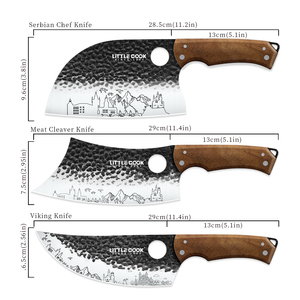 Ensemble de <span class=keywords><strong>couteaux</strong></span> de boucher forgés à la main avec manche en bois ergonomique, hachoir à viande, couteau de chef serbe et <span class=keywords><strong>couteaux</strong></span> viking pour couper et cuisiner - Product Image 2
