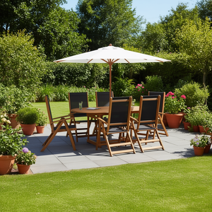 Ensemble de jardin en teck avec table et 6 chaises, bois fini huilé, mobilier d'extérieur, design contemporain - Product Image 2
