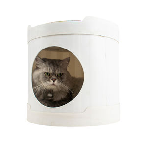 Umwelt freundliche PP Harz Katze Höhle Baum Loch Haus Plüsch Sherpa Fleece Runde süße Haustier Katze versteckt warmes Bett zum Verkauf - Product Image 2