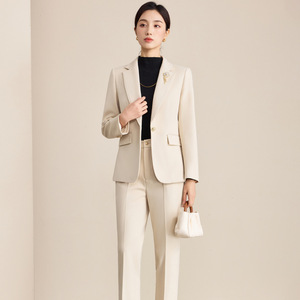 Women's Professional Suit Set 2025 Apricot Wool Two-Piece Work Wear Anti-Wrinkle Worsted Fabric - Product Image 4