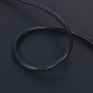 <b>Black</b> Woven Linen Waxed <b>Rope</b> <b>Necklace</b> For Men LS 002 Geometric Design Diamond Pattern 85cm Length - Product Image 3