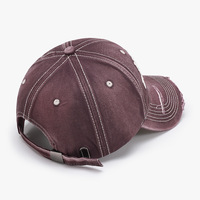 Casquette de baseball unisexe en coton délavé style vintage 2026 avec broderie 3D en lettres en relief et bord effiloché, ajustable, pour homme