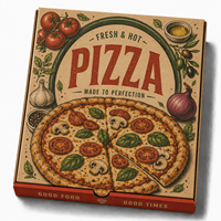Kotak Pizza Ramah Lingkungan dari Bahan Daur Ulang dengan Cetak Logo Kustom Grosir, Laminasi Matt, Lapisan UV, Ukuran 9 inci, 11 inci, 13 inci, 15 inci