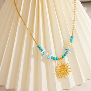 Collar DIY de Acero Inoxidable con Piedra Natural, Estrella de Mar y Perlas, Cadena Tipo O, Chapado en Oro, Estilo Resort - Product Image 3